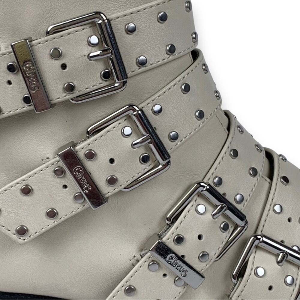 Circus by Sam Edelman Ivory Hutton Leather Ankle Boot with Straps and Buckles - Picture 6 of 9
